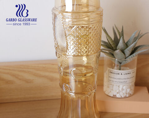 Thiết kế cá Koi sang trọng có thể xếp chồng lên nhau Tumbler thủy tinh với màu hổ phách cho nước giải khát và dịch vụ nước