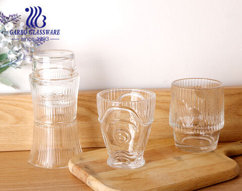 Manufacturer Clear Stackable Nautical Glass Cup Koi Fish Design Glass Tumbler for Gift Set of 4 