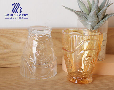 Manufacturer Clear Stackable Nautical Glass Cup Koi Fish Design Glass Tumbler for Gift Set of 4 