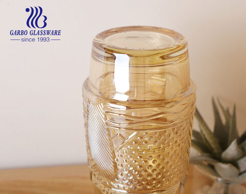 Fabricant clair empilable nautique verre tasse Koi poisson Design gobelet en verre pour cadeau ensemble de 4