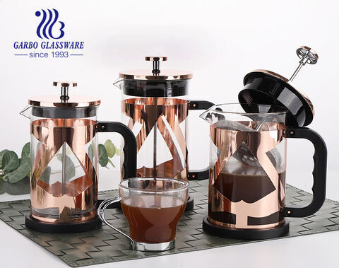 オフィカおよび家族向けサービス用のメーカークラシック304ステンレス鋼コーヒープレス耐熱ガラスコーヒーメーカー