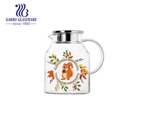 Regular sizes 1L 2L 3L high borosilicate heat resistant glass teapot with lovely cartoon printings
