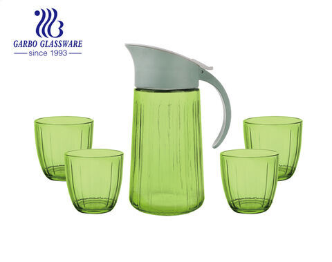 Color Box Packed 4PCS Green Sprayed Drinking Glass Jug Set with Competitive Price