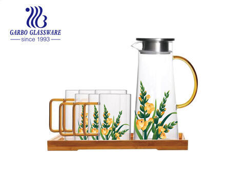 Glass teapot set with 6 cups microwave safe glass borosilicate teapot