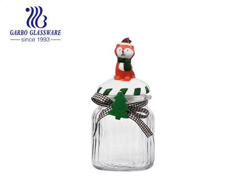 Jubilant glass canister for Christmas season sales and promotional gift