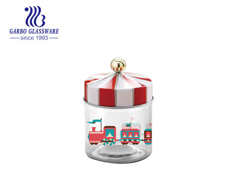 Jubilant glass canister for Christmas season sales and promotional gift