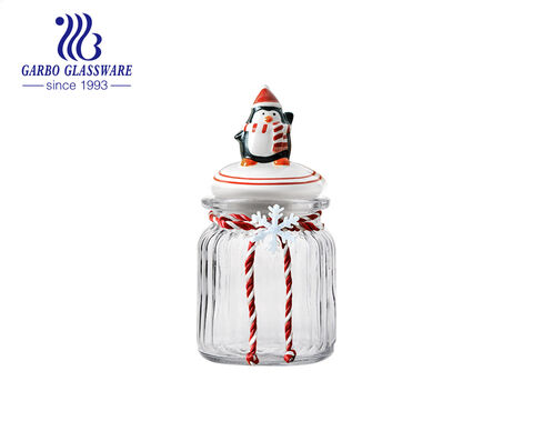 Jubilant glass canister for Christmas season sales and promotional gift