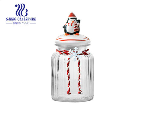 Jubilant glass canister for Christmas season sales and promotional gift