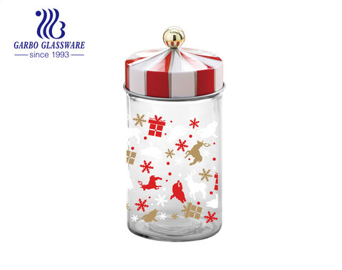 Jubilant glass canister for Christmas season sales and promotional gift