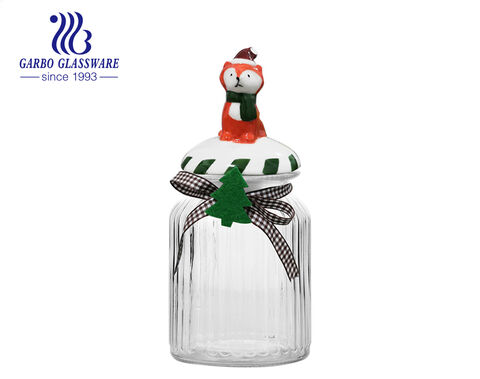 Jubilant glass canister for Christmas season sales and promotional gift