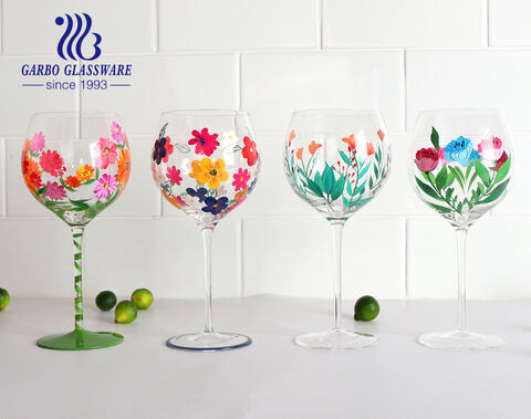 Luxury and fancy hand painted artwork wine glass cup 