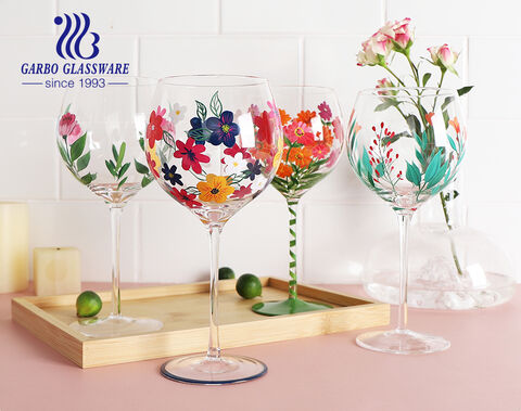 Idées cadeaux de tasse de verre de vin rouge peintes à la main par le fabricant pour la fête des mères