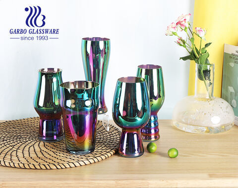 Articolo da regalo di vendita calda Amazon di alta qualità, design simile al metallo, bicchiere da vino colorato con placcatura ionica per uso da bar