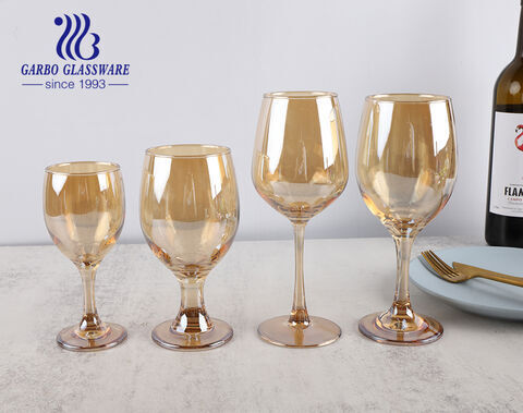 Бокалы для вина с ионным покрытием янтарного цвета, цельные стеклянные бокалы для свадьбы