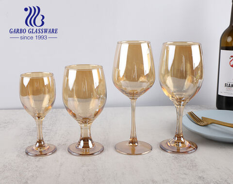 Verres à vin à placage ionique couleur ambre gobelets en verre monobloc pour mariage