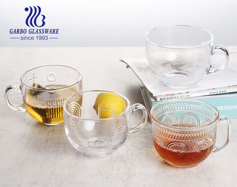 15 Unzen Böhmen Muster graviert Design Glas Teetasse Milchbecher zu verkaufen