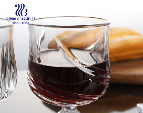 Hot sale 220ml 7oz whisky wine glass goblet stemware in new engeaved pattern