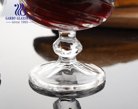 Hot sale 220ml 7oz whisky wine glass goblet stemware in new engeaved pattern