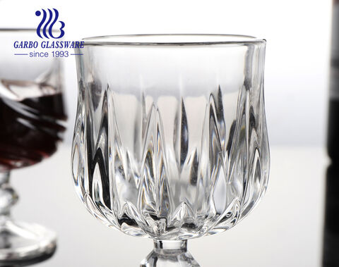 Hot sale 220ml 7oz whisky wine glass goblet stemware in new engeaved pattern