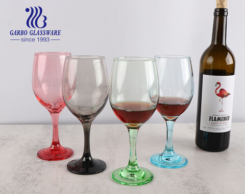 One piece glass goblets personalized wedding wine glasses with different colors 
