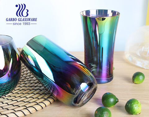 Amazon online shop hot sale metal-like colored ion-plating glass water drinking cup for bar home