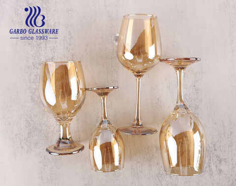 Amber gold color glass stemware ion plating colored glass goblets for red wine  