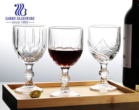كأس زجاجي للنبيذ بتصميم محفور عالي الجودة 10 مللي 300 أوقية لشريط ومطعم