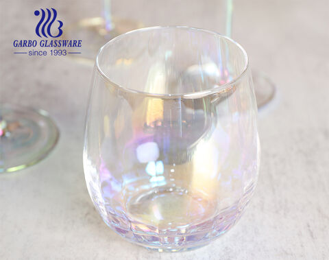 High-end handmade spraying colored ion-plating shinning gift glass stemware for dinner party hotel