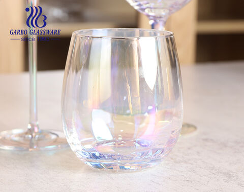 High-end handmade spraying colored ion-plating shinning gift glass stemware for dinner party hotel