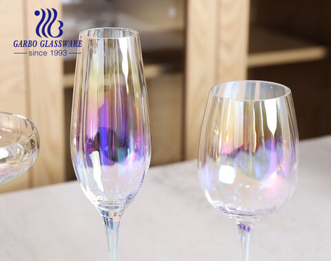 High-end handmade spraying colored ion-plating shinning gift glass stemware for dinner party hotel