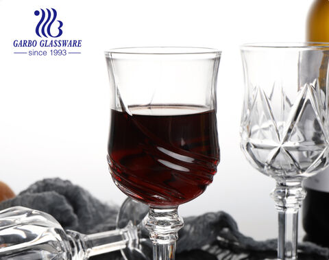 7.5 أوقية Garbo New Mould Wine Glass Stemware كأس شرب زجاجي منقوش