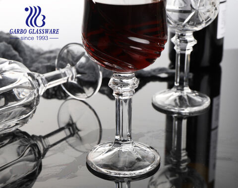 7.5 أوقية Garbo New Mould Wine Glass Stemware كأس شرب زجاجي منقوش