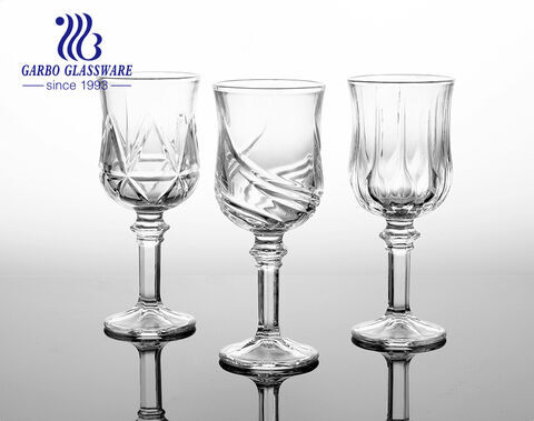 7.5 أوقية Garbo New Mould Wine Glass Stemware كأس شرب زجاجي منقوش