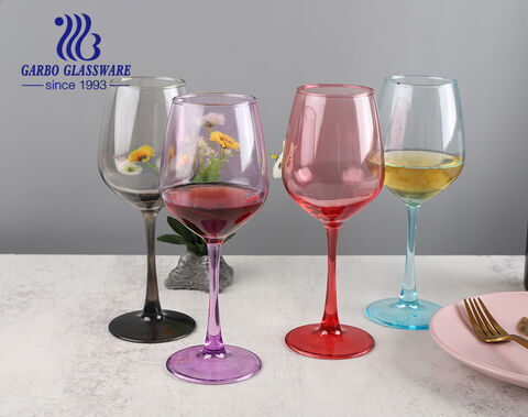 345 مللي كؤوس زجاجية من الكريستال الملون كؤوس النبيذ الأحمر الوردي والأزرق الملونة لشرب النبيذ