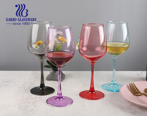 Copas de cristal de colores de 345ml copas de vino de colores rojo rosa azul para beber vino