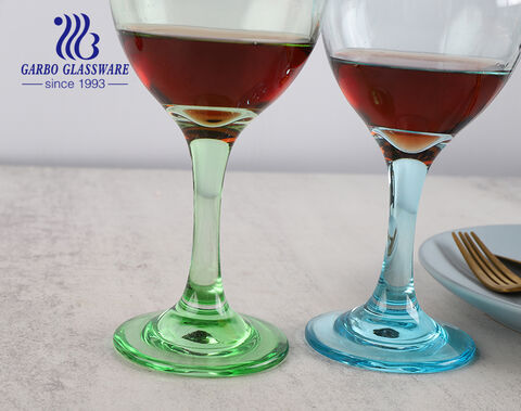 Cálices de vidro de cristal colorido de 345 ml copos de vinho colorido rosa azul vermelho para beber vinho