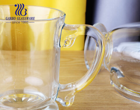 18oz 510ml big size clear transparent glass tea mug with stand and handle