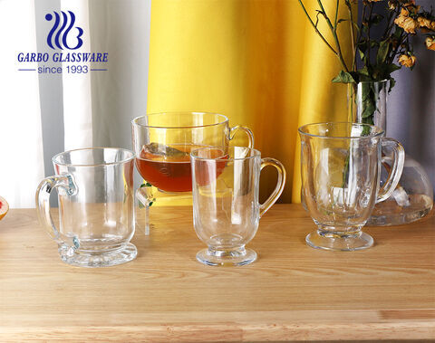 18 Unzen 510 ml große Teetasse aus durchsichtigem Glas mit Ständer und Griff