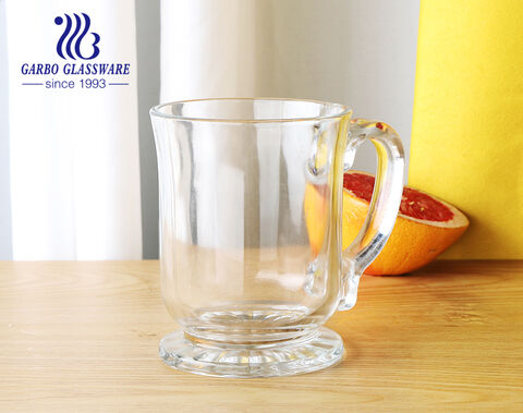 Big size Tea mug glass cup with handle in 510ml for hotel and restaurant