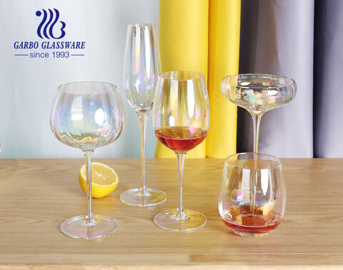 High-end gift item silver ion-plating colored handmade thin glass goblet stemware for dinner wedding party