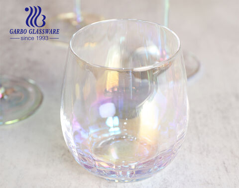 High-end gift item silver ion-plating colored handmade thin glass goblet stemware for dinner wedding party