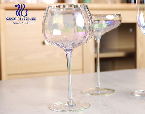 High-end gift item silver ion-plating colored handmade thin glass goblet stemware for dinner wedding party