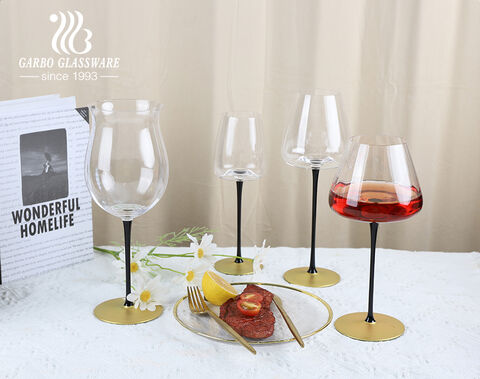 Handmade blown stem glassware tulip champagne wine glass stemware with hand painting colors