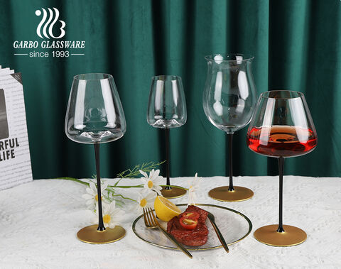 Handmade blown stem glassware tulip champagne wine glass stemware with hand painting colors