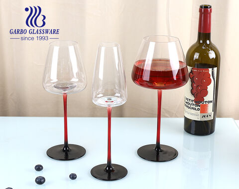 Luxury hand craft blown stem glassware red and black spade series wine tasting glasses