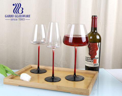 Luxury hand craft blown stem glassware red and black spade series wine tasting glasses