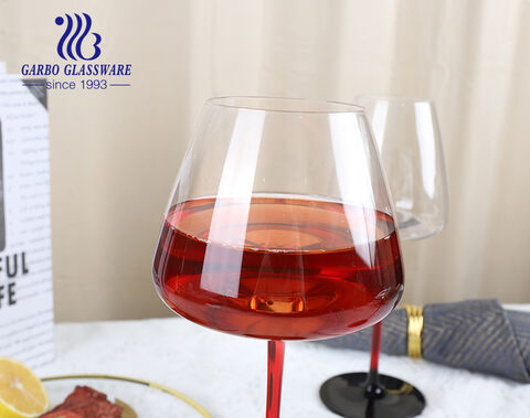 Luxury hand craft blown stem glassware red and black spade series wine tasting glasses