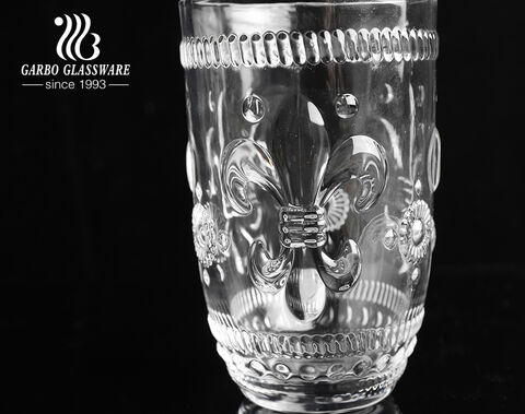 320 ml 11 oz style bohême forme de coeur classique gravé design tasse en verre gobelet à eau