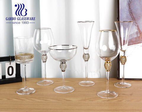 Garbo Bicchieri da vino rosso tempestati di diamanti con strass dorati Bicchieri da vino in vetro da champagne di lusso