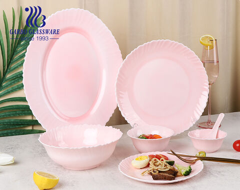 Pratical Big Size Microwave Safe 14inch Opal Glass Dinner Plate with Customized New Spray Color
